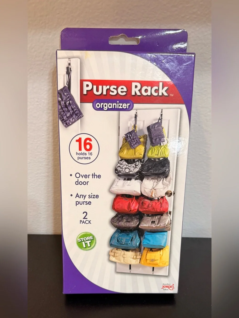 Jokari  Organizer Over-the-Door Hanging Purse Storage - Purple Hold 16 purse
